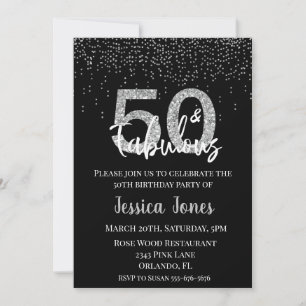 Invitation Fête d'anniversaire SilverGlitter 50 & Fabulous Fi