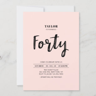 Invitation Fête d'anniversaire simple rose et blanc pour les 