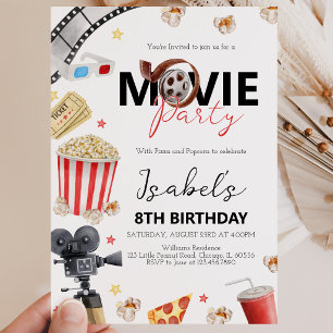 Invitation Fête d'anniversaire soirée cinéma