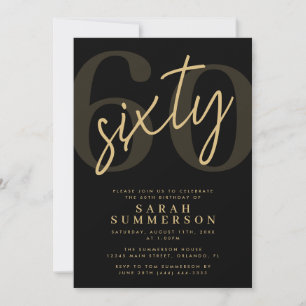 Invitation Fête d'anniversaire soixante ans Modern Script Six
