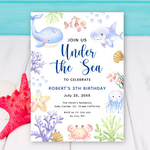 Invitation Fête d'anniversaire sous la mer