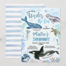 Fête d'anniversaire sous la mer aquarelle dessinée