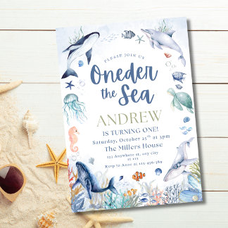 Invitation Fête d'anniversaire sous la mer Océan Animaux Enfa