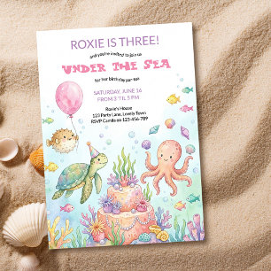 Invitation Fête d'anniversaire sous la mer Océan mignon