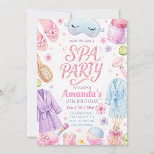 Invitation Fête d'anniversaire Spa pour filles