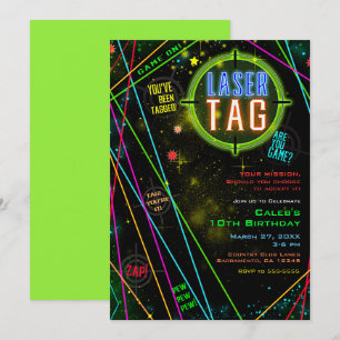 Invitation Fête d'anniversaire Spacey Cosmic Lights Laser Tag