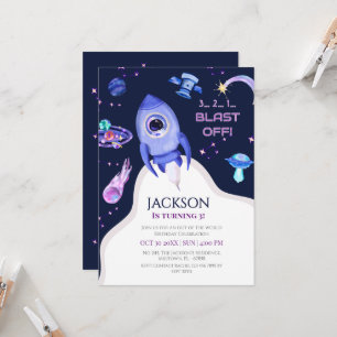 Invitation Fête d'anniversaire spatiale pour garçons - Décoll