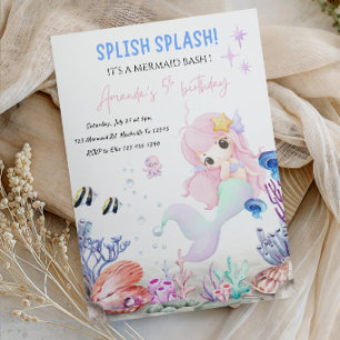 Invitation Fête d'anniversaire Splash pour petite fille