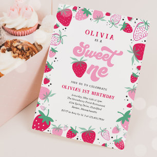 Invitation Fête d'anniversaire Strawberry Berry Sweet
