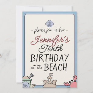 Invitation Fête d'anniversaire sur la plage Enfant Château de
