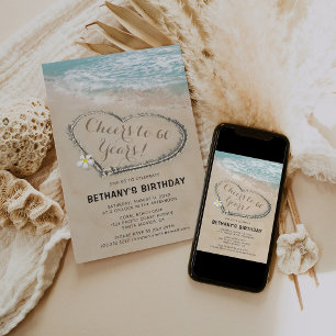 Invitation Fête d'anniversaire sur la plage pour adultes   À 