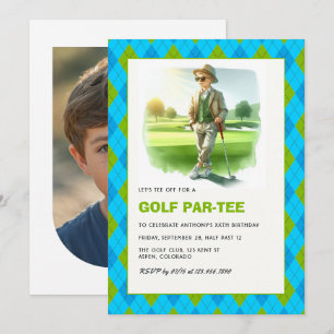 Invitation Fête d'anniversaire sur le thème de golf pour enfa