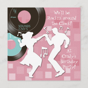 Invitation Fête d'anniversaire sur le thème des années 50