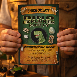 Invitation Fête d'anniversaire sur le thème des dinosaures