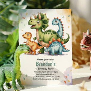 Invitation Fête d'anniversaire sur le thème des dinosaures po