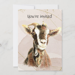 Invitation Fête d'anniversaire sur mesure Chèvre ferme animal