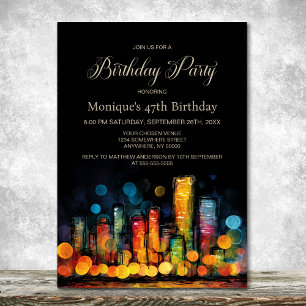 Invitation Fête d'anniversaire sur un paysage urbain