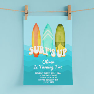 Invitation Fête d'anniversaire Surfs Up Surfboard Kids 2ème a
