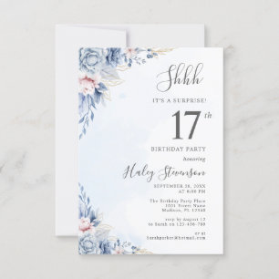 Invitation Fête d'anniversaire surprise 17 ans Watercolor Dus