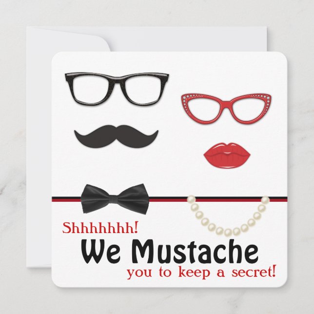 Invitation Fête d'anniversaire surprise avec moustache (Devant)