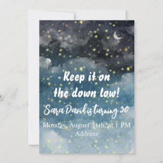 Invitation Fête d'anniversaire surprise bleu marine aquarelle