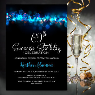 Invitation Fête d'anniversaire surprise de 60 ans avec Bokeh