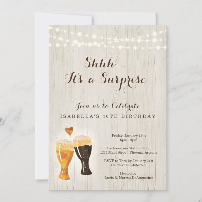 Invitation Fête d'anniversaire surprise de la brasserie| Bièr (Devant)