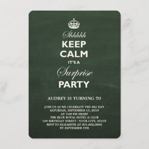 Invitation Fête d'anniversaire surprise drôle Keep Calm sur t
