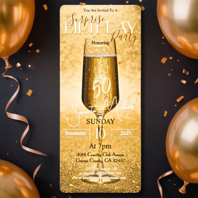 Invitation Fête d'anniversaire surprise élégante et moderne p (Créateur téléchargé)