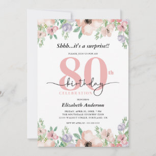 Invitation Fête d'anniversaire surprise élégante pastel flora
