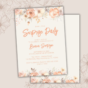 Invitation Fête d'anniversaire surprise Fleurs Beige Ivoire A