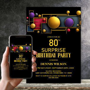 Invitation Fête d'anniversaire surprise géométrique colorée 8