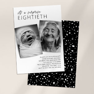 Invitation Fête d'anniversaire surprise Moderne à 2 photos po