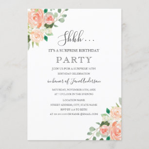 Invitation Fête d'anniversaire surprise Peach Floral