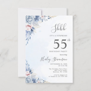 Invitation Fête d'anniversaire surprise Watercolor Dusty Blue
