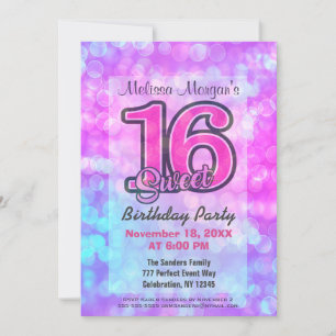 Invitation Fête d'anniversaire   Sweet 16