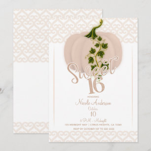 Invitation Fête d'anniversaire Sweet 16 Cœurs Citrouille Rose