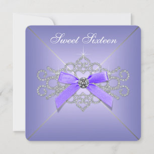 Invitation Fête d'anniversaire Sweet 16 Diamants Lavande