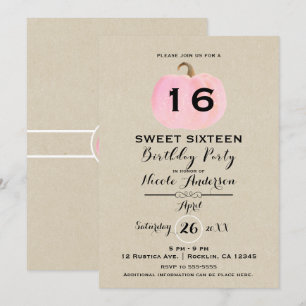 Invitation Fête d'anniversaire Sweet 16 Kraft rustique citrou