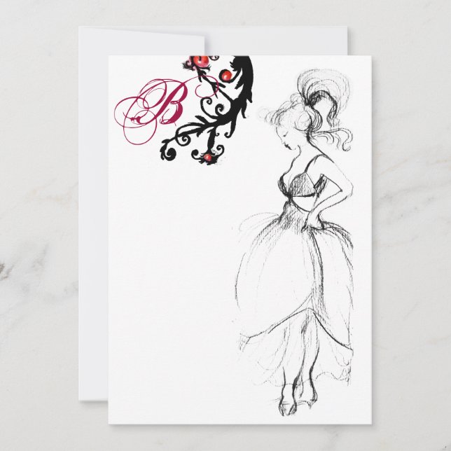 Invitation FÊTE D'ANNIVERSAIRE SWEET 16 MONOGRAMME Tourbillon (Devant)