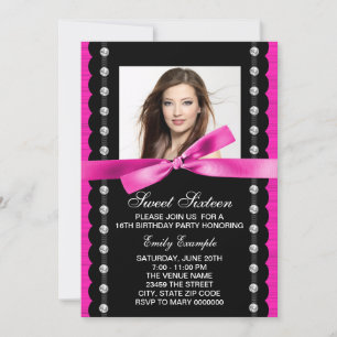 Invitation Fête d'anniversaire Sweet 16 Rose Chaude Photo