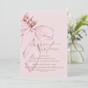 Invitation Fête d'anniversaire Sweet 16 rose tendre