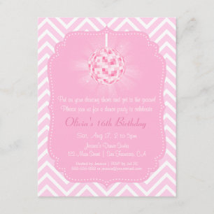 Invitation Fête d'anniversaire Sweet Sixteen Chevron Disco Da