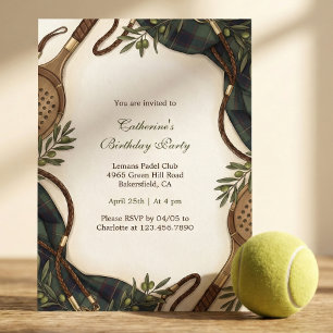 Invitation Fête d'anniversaire tartan du Preppy Padel Club