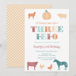Invitation Fête d'anniversaire Terracotta Three IEIO Farm 3 a