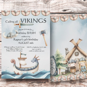 Invitation Fête d'anniversaire thème Viking pour enfants