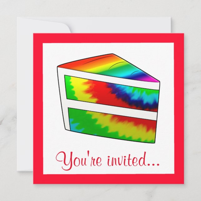 Invitation Fête d'anniversaire Tie Dye Cake (Devant)