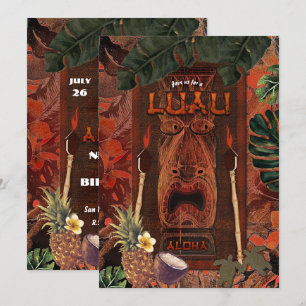 Invitation Fête d'anniversaire Tiki Aloha Hawaïen Luau Vintag