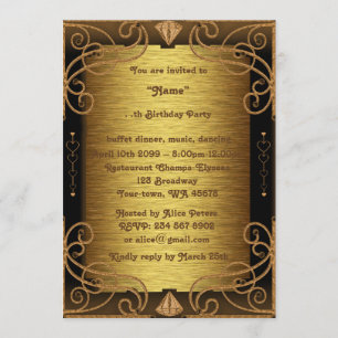 Invitation Fête d'anniversaire, tout âge, style Gatsby, Art D