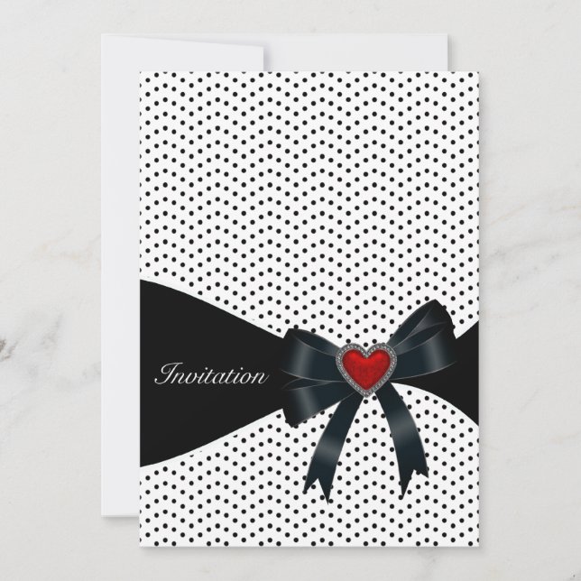 Invitation Fête d'anniversaire tout nombre points noirs (Devant)